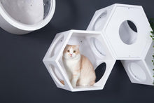 画像をギャラリービューアに読み込む, 【猫用】キャットステップ MYZOO-六角ハウス(ホワイト)